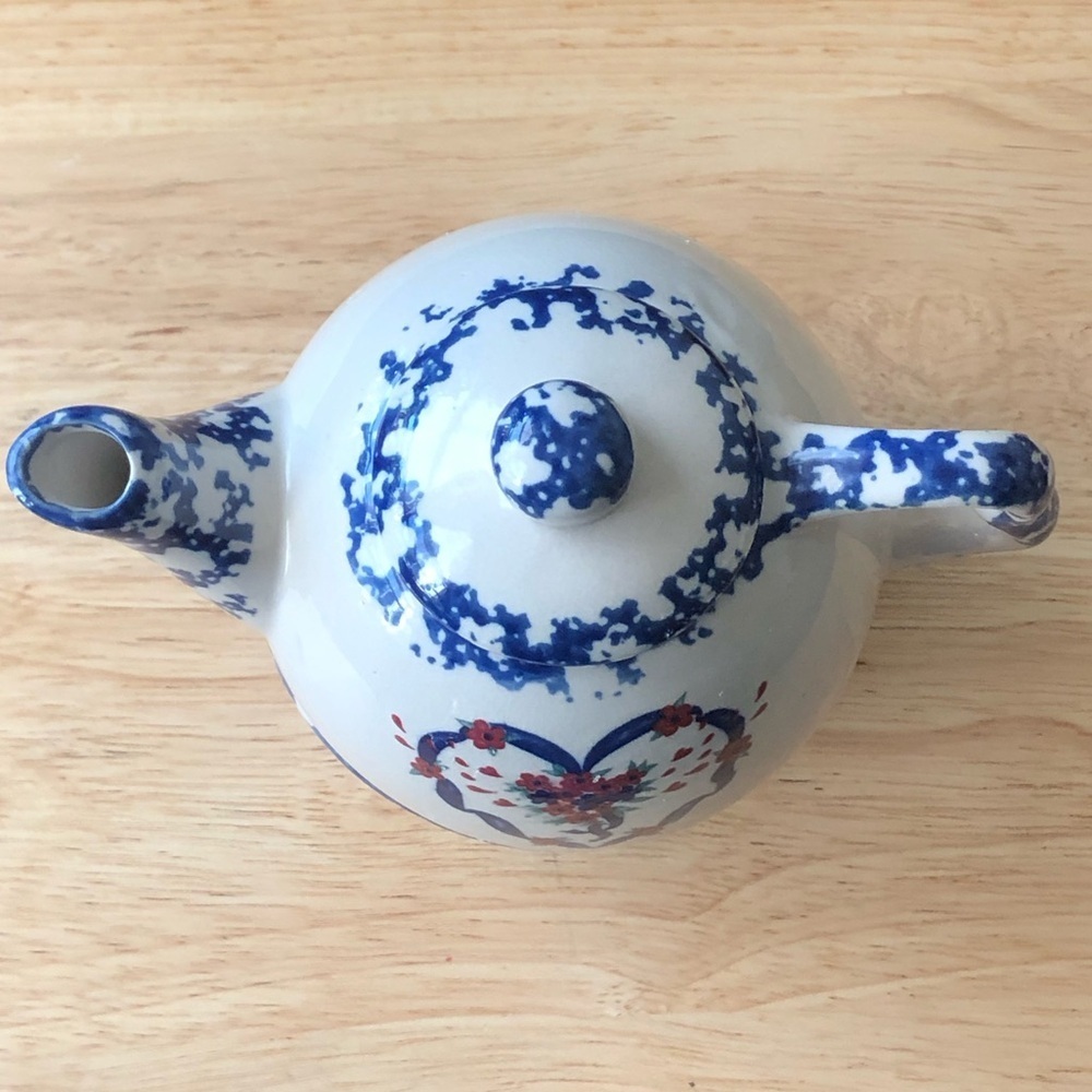 Nantucket Country Hearts Stacking Tea Pot & Cup 16oz Tea for One Vintage Ceramic - Picture 5 of 16
